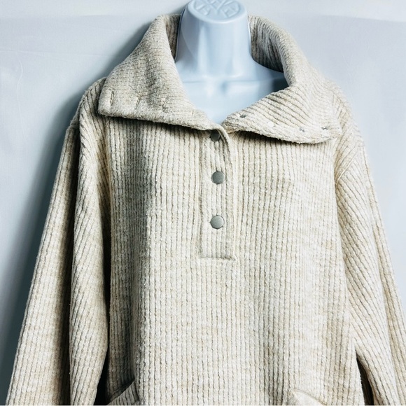 NWT Dylan Los Angeles Cali. Sz L Cream Cloudtip Corduroy Shawl Collar Pullover - Picture 3 of 12